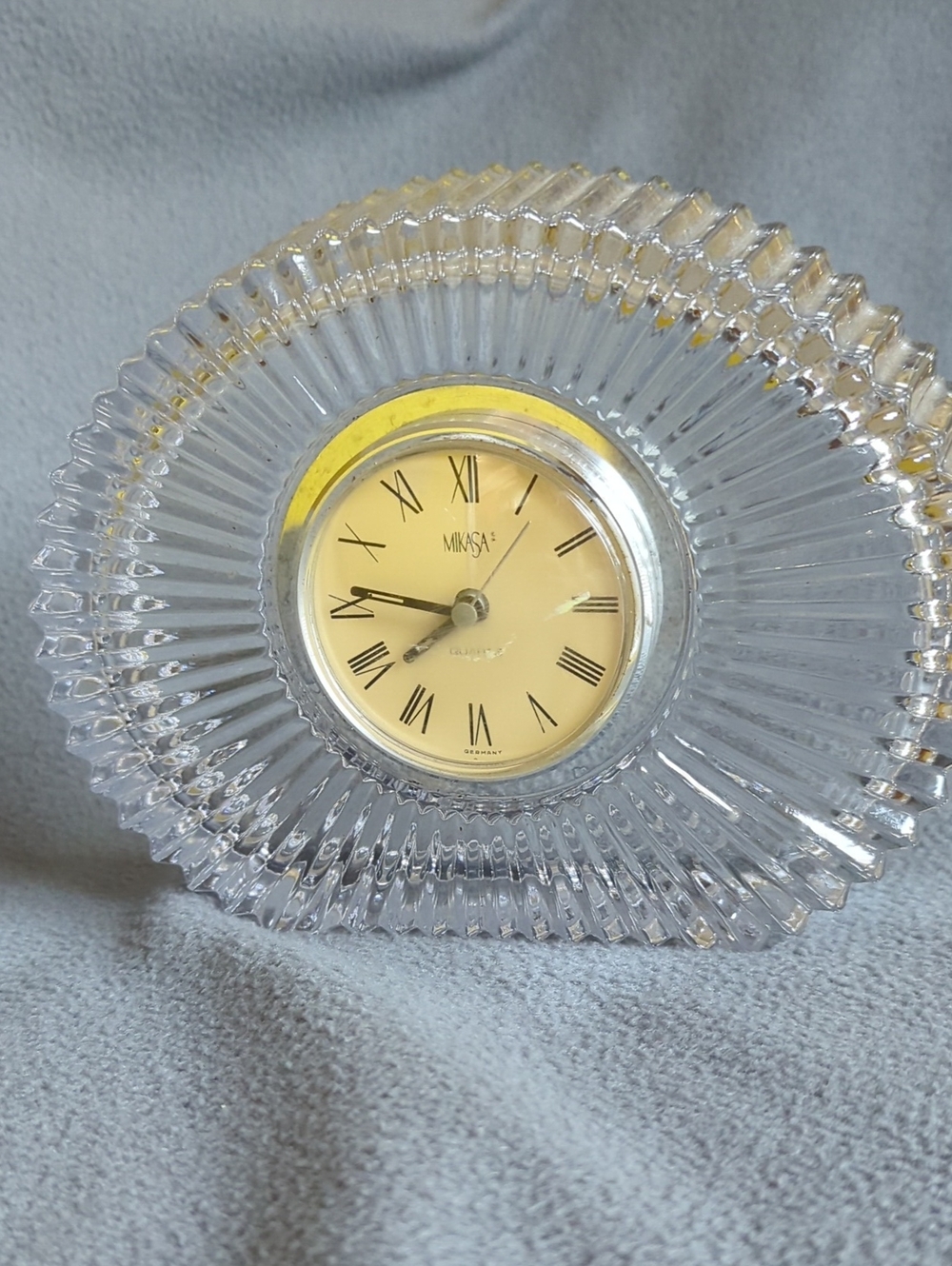 Art Deco Mikasa Crystal Clock. Battery Operated